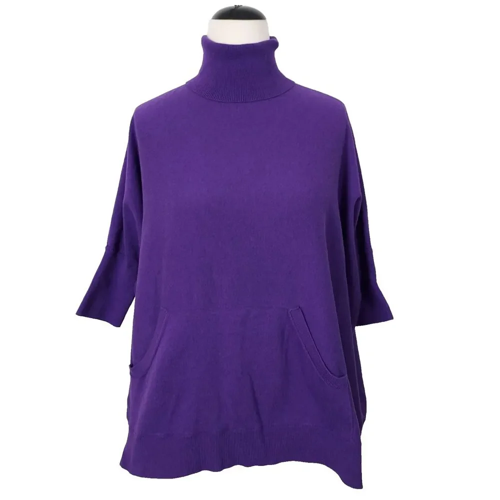 MICHAEL Michael Kors Sweater Top Boxy Oversize Turtleneck Handwarmer Women XS